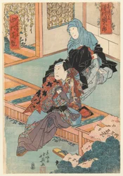 正体不明の俳優の中村史観と沢村金太郎、c.1835（版画）